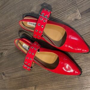 Steve Madden Red Flats with Buckle Detail